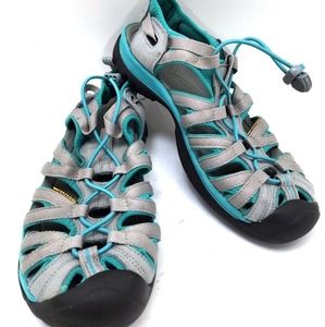 Keen Whisper Water Trail Aqua Gray Sandal Sz 9.5